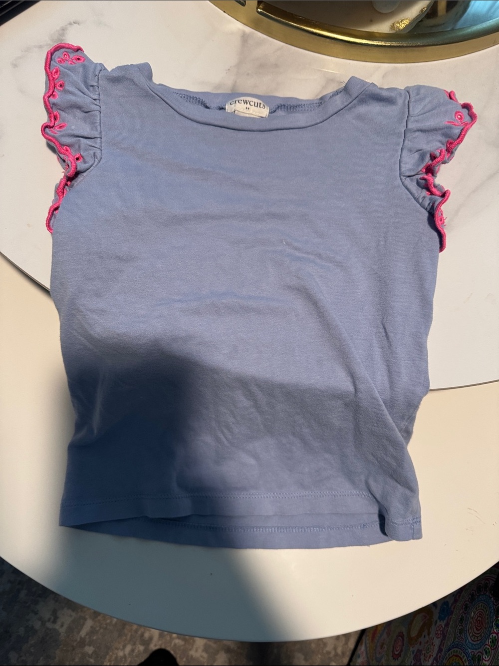 Crewcuts Light Purple Tee with Pink Ruffle Sleeves